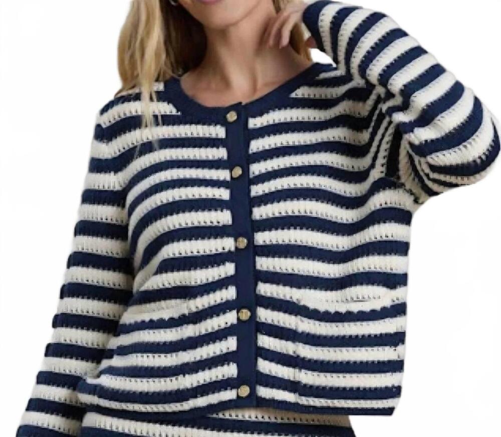 NEW STITCHES & STRIPES hanlon striped cardigan in navy